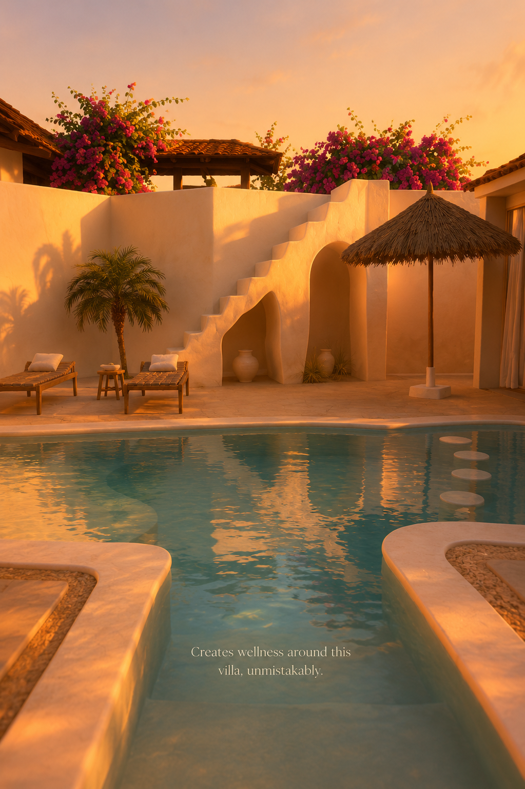Sunlit villa pool retreat